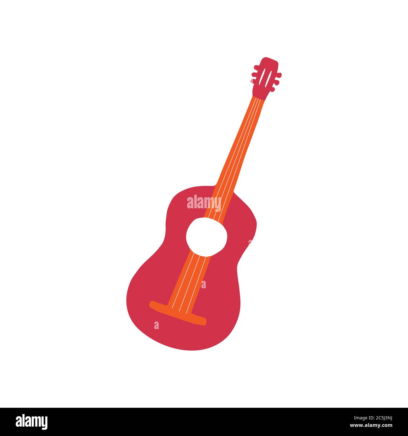 Icona di chitarra disegnata a mano. Simbolo di uno strumento musicale. Vettore Illustrazione Vettoriale