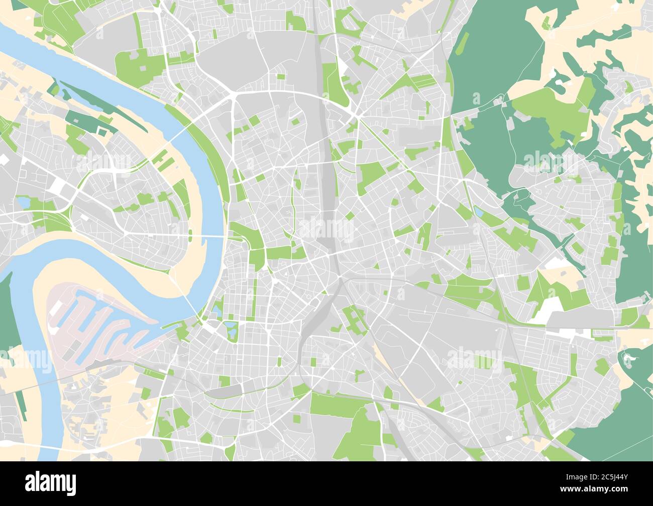 Mappa vettoriale della città di Düsseldorf, Germania Illustrazione Vettoriale