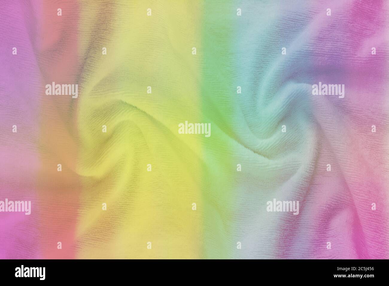 Tessuto morbido di colore arcobaleno. Tessuto multicolore Foto Stock