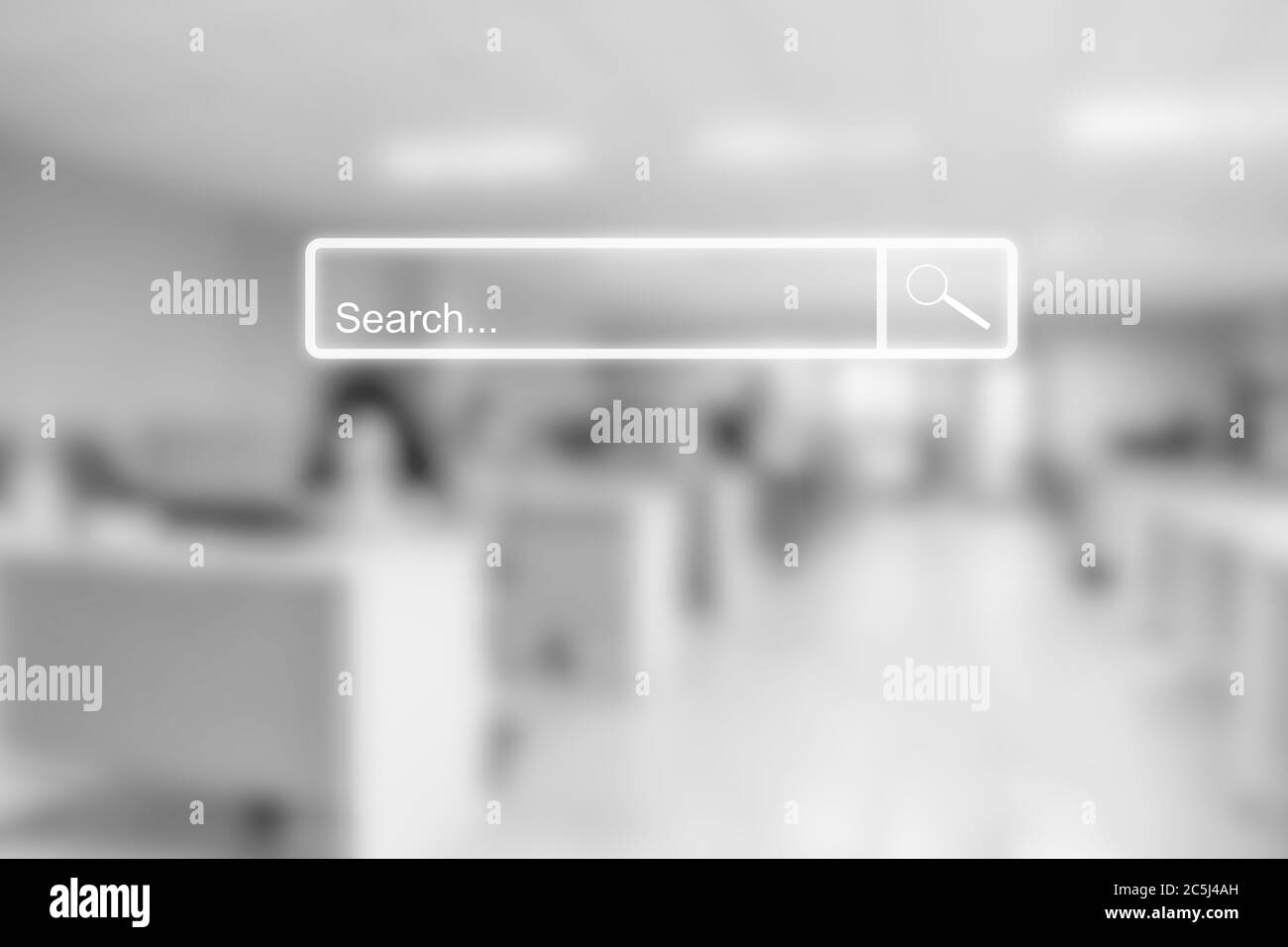Barra di ricerca navigazione online. Idea per cercare in rete informazioni sui dati Foto Stock