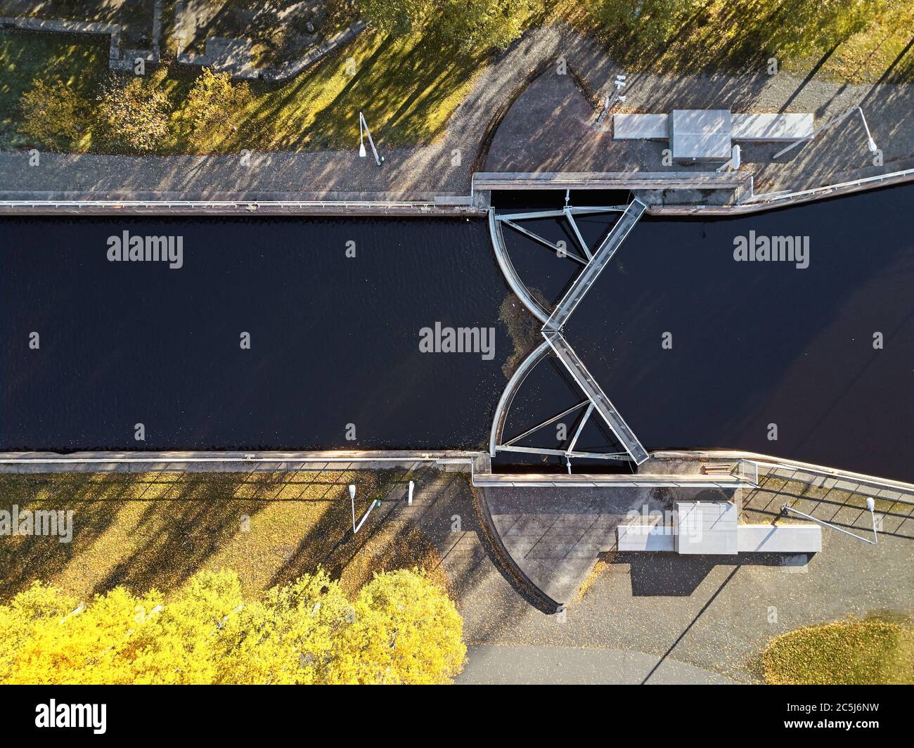 Vista aerea del canale di Joensuu sul fiume Pielisjoki. Foto Stock
