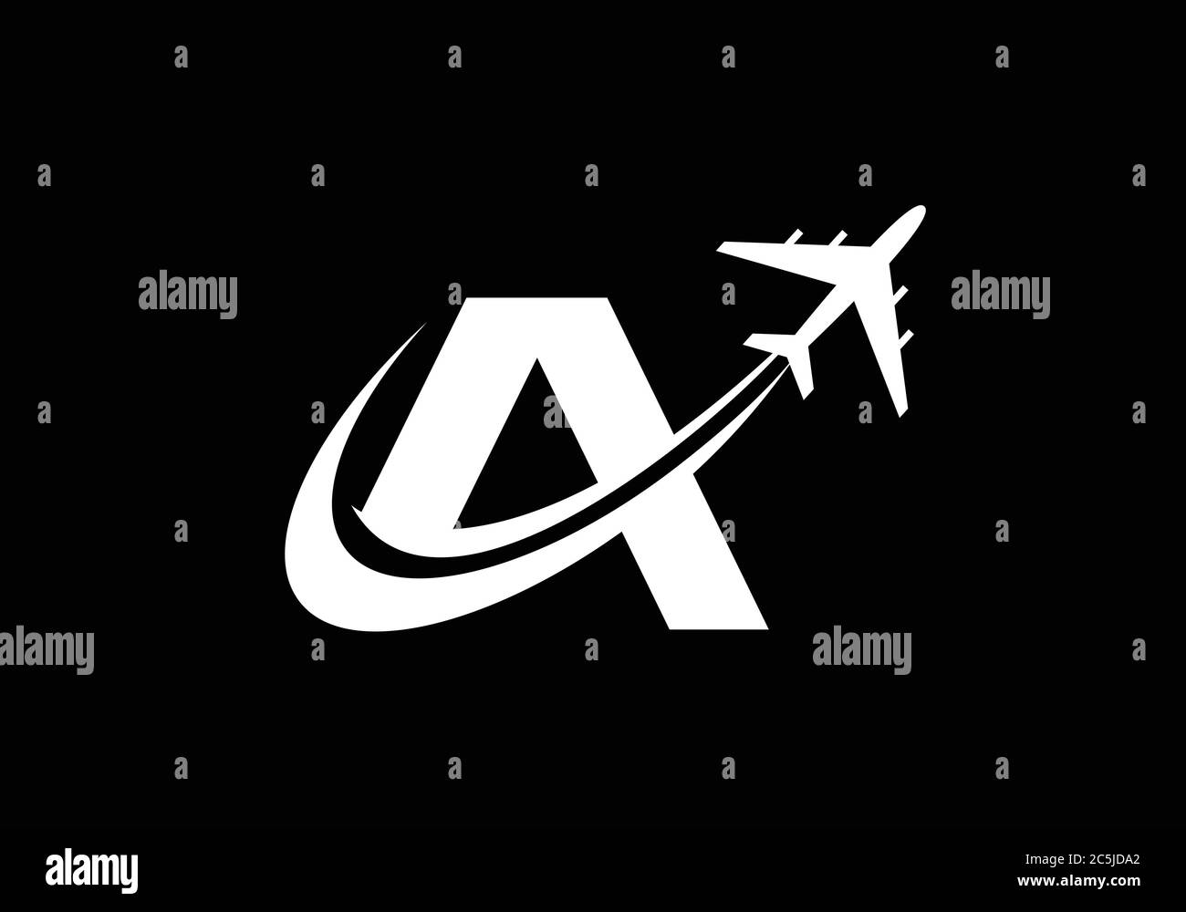 Lettera aerea UN Logo, il logo dell'aviazione, il simbolo del volo. Icona volo Illustrazione Vettoriale