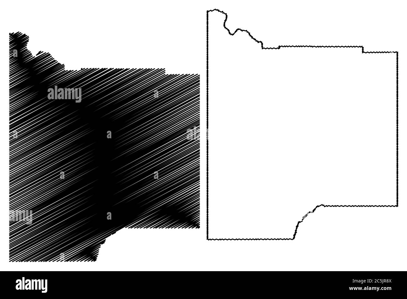 Latah County, Idaho (Stati Uniti, Stati Uniti d'America, Stati Uniti, Stati Uniti, Stati Uniti) mappa vettoriale, schizzo scrimolo mappa Latah Illustrazione Vettoriale