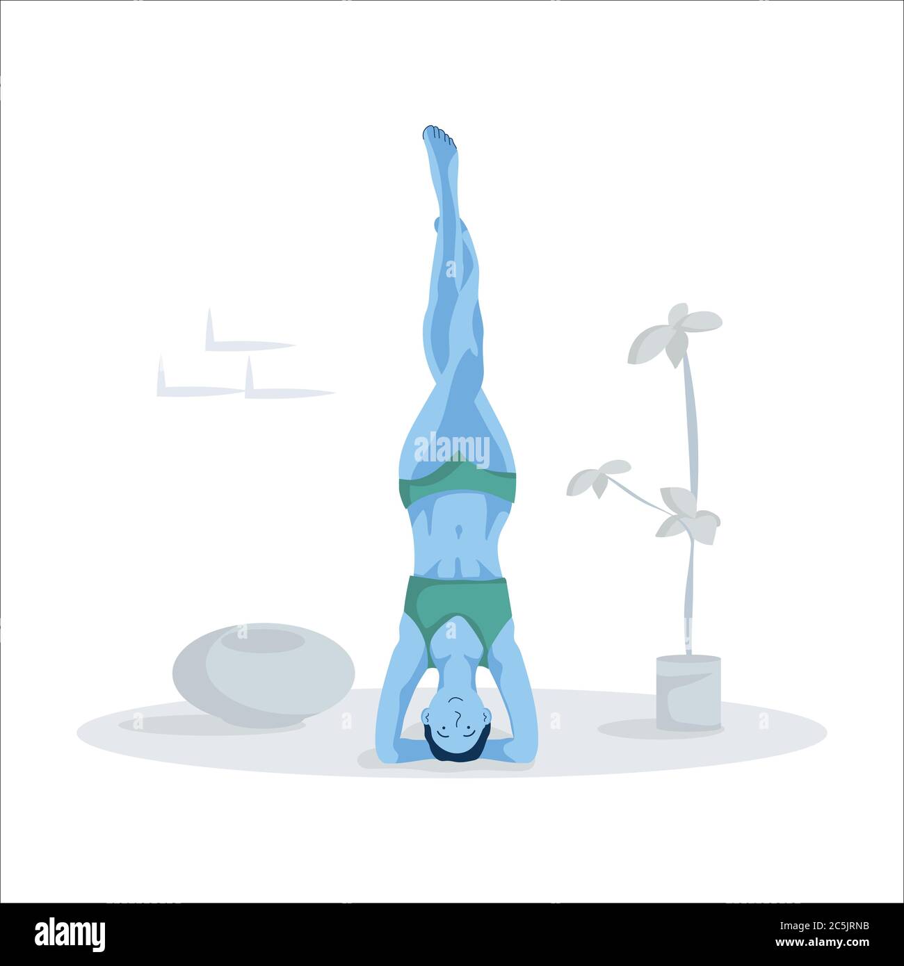 Giovane donna in posa yoga sul pavimento. Illustrazione Vettoriale