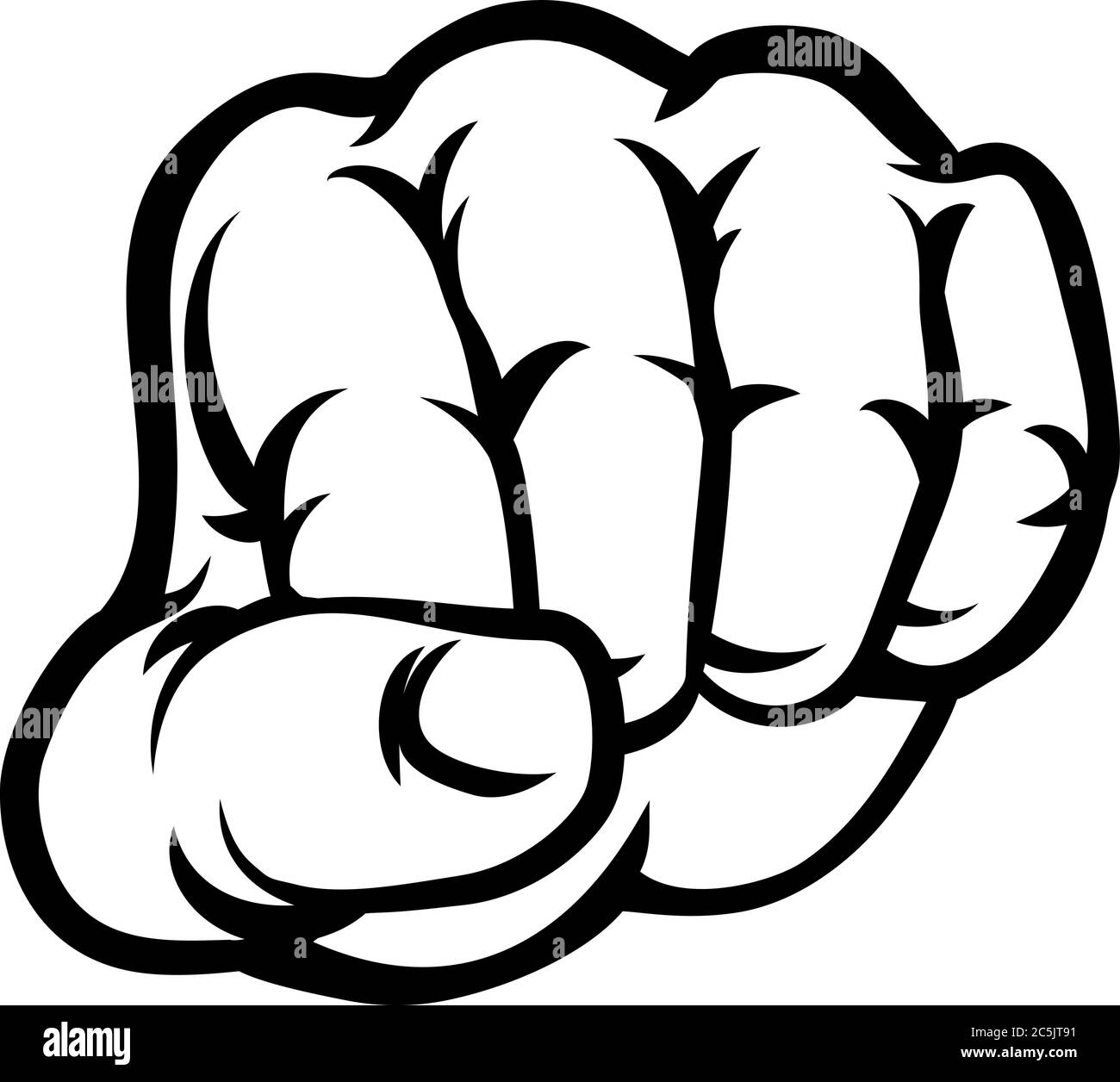 Pugno punch mano Cartoon Illustrazione Vettoriale