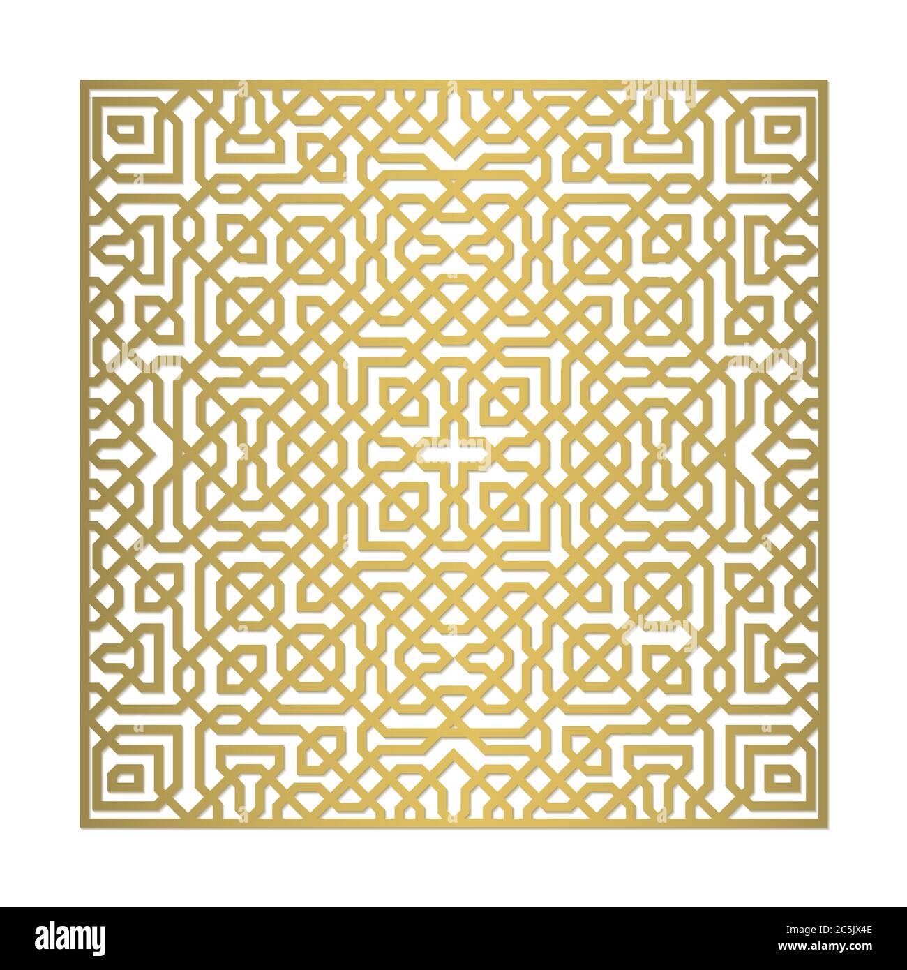 Ornamento geometrico dorato, basato in stile arabo. Illustrazione vettoriale. Illustrazione Vettoriale