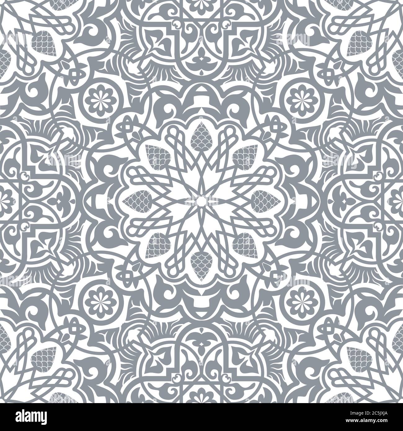 Motivo floreale orientale senza cuciture. Concetto di design arabo. Piastrella decorativa geometrica, perfetta per sfondi, sfondi, tessuto, greetin Illustrazione Vettoriale