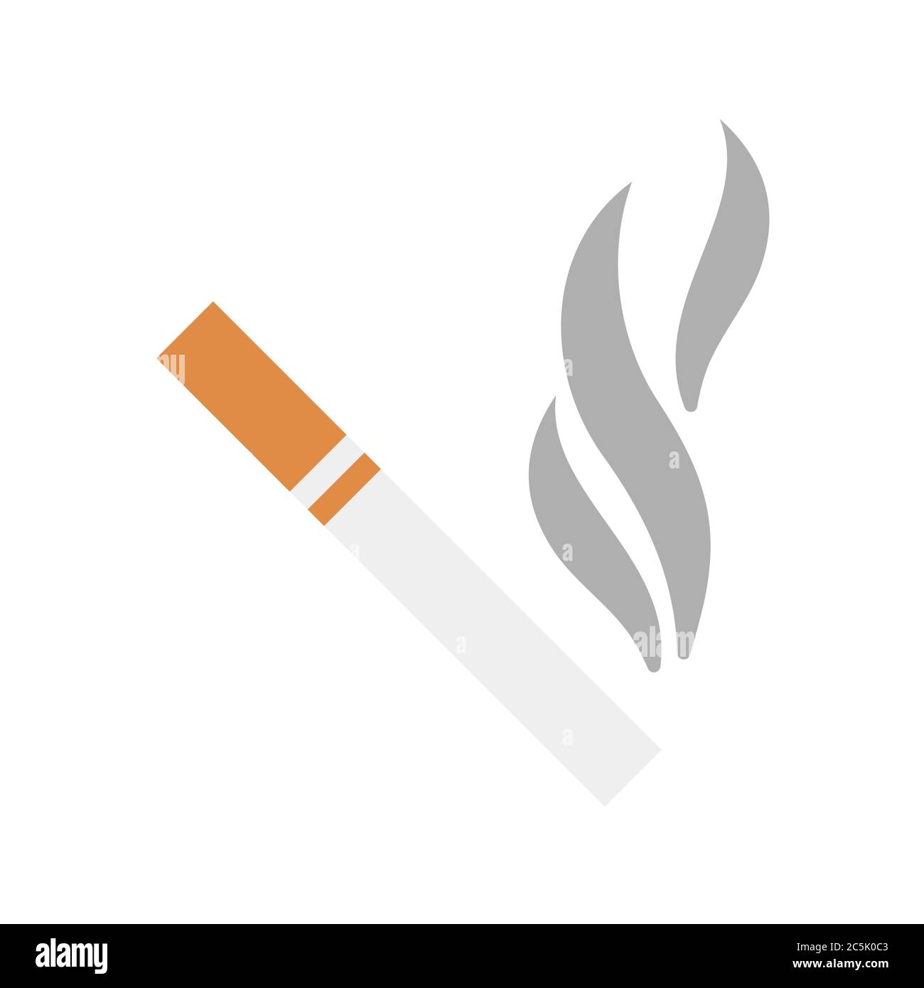 Fumante sigaretta su sfondo bianco. EPS 10 in stile piatto e alla moda isolato. Illustrazione Vettoriale