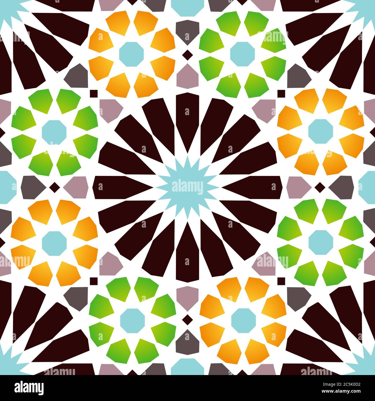 Colorato tradizionale arabico senza cuciture modello. Design geometrico, perfetto per la decorazione di pareti, sfondi, sfondi e carta da imballaggio. Vettore Illustrazione Vettoriale