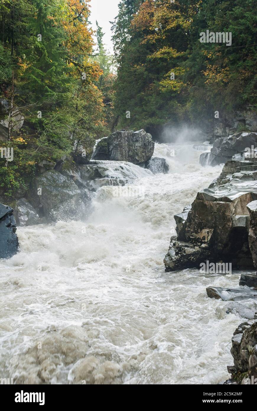 Cascate di Granite a Granite Falls, Washington. Foto Stock