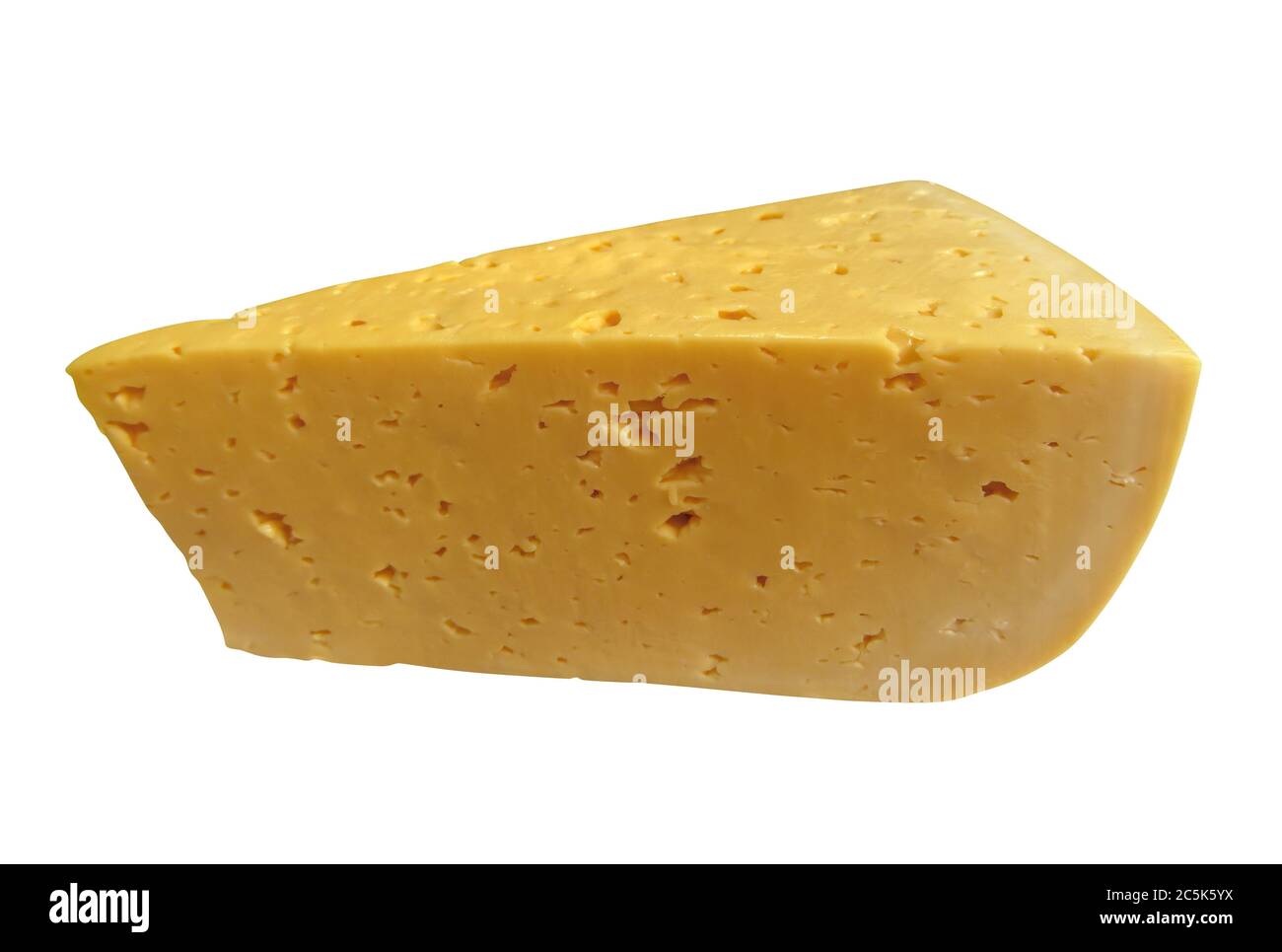 Pezzo di formaggio isolato su bianco. Foto con tracciato di ritaglio. Foto Stock
