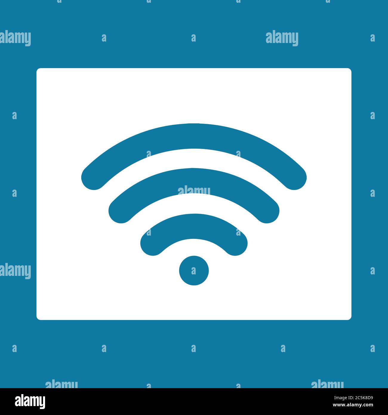 Icona wireless WiFi. Per siti Web e applicazioni. Immagine su sfondo blu. Illustrazione vettoriale a linea piatta. Illustrazione Vettoriale