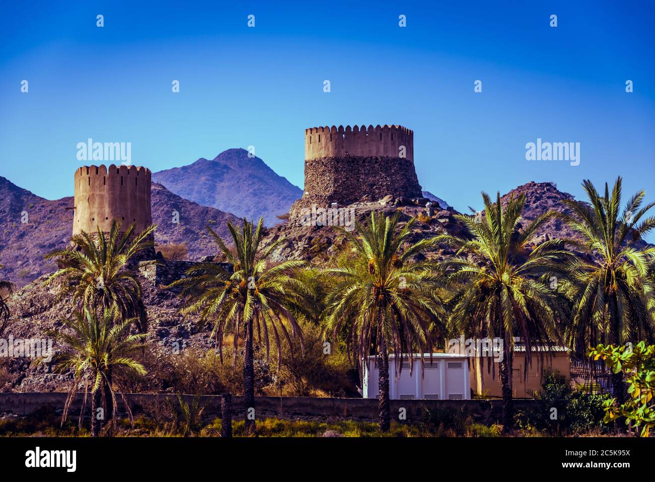 Moschea al Bidya Fujairah Emirati Arabi Uniti la più antica moschea degli Emirati Arabi Uniti Foto Stock