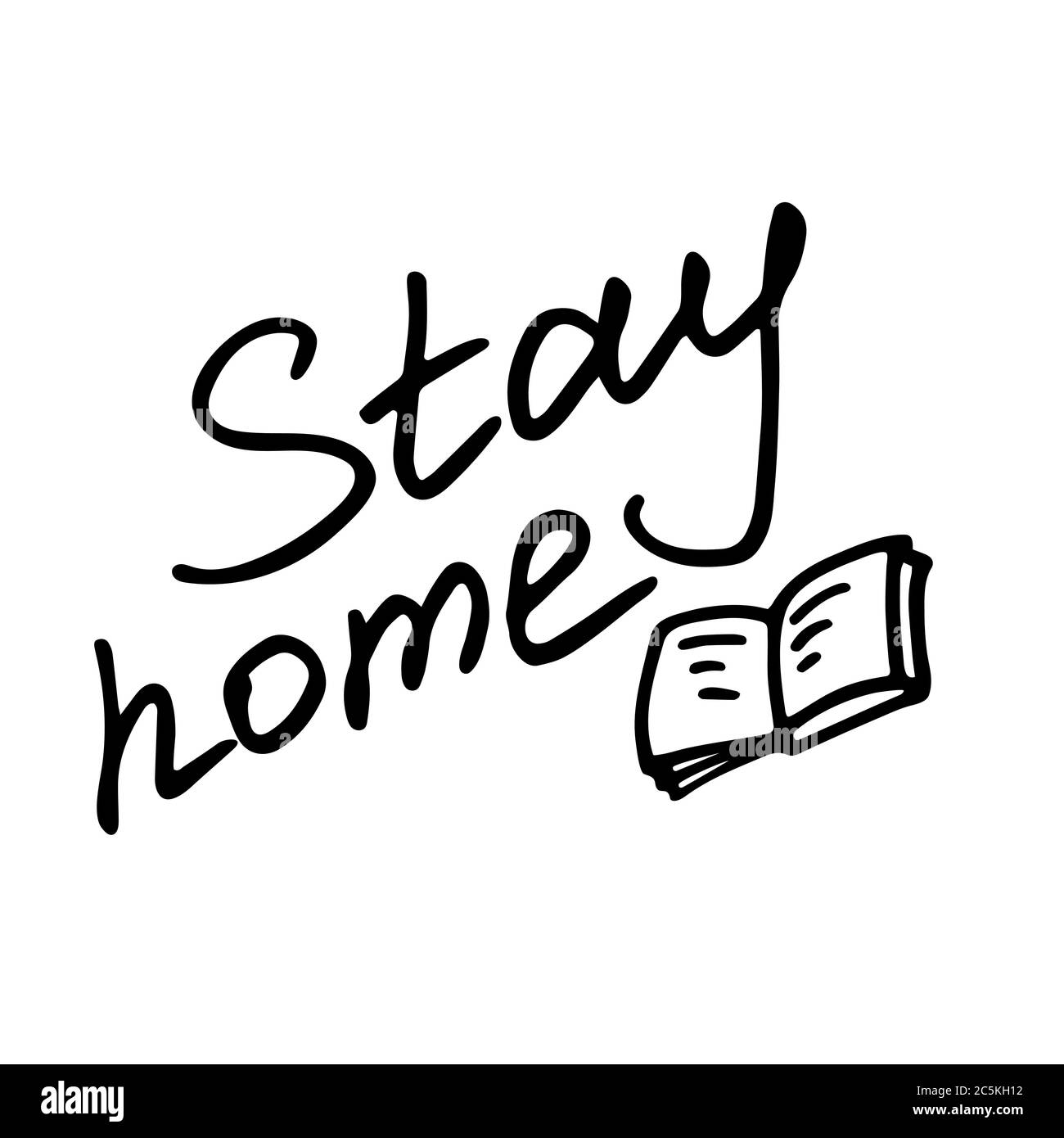 Iscrizione Stay Home. Concetto di virus corona. Illustrazione della quarantena. Illustrazione Vettoriale