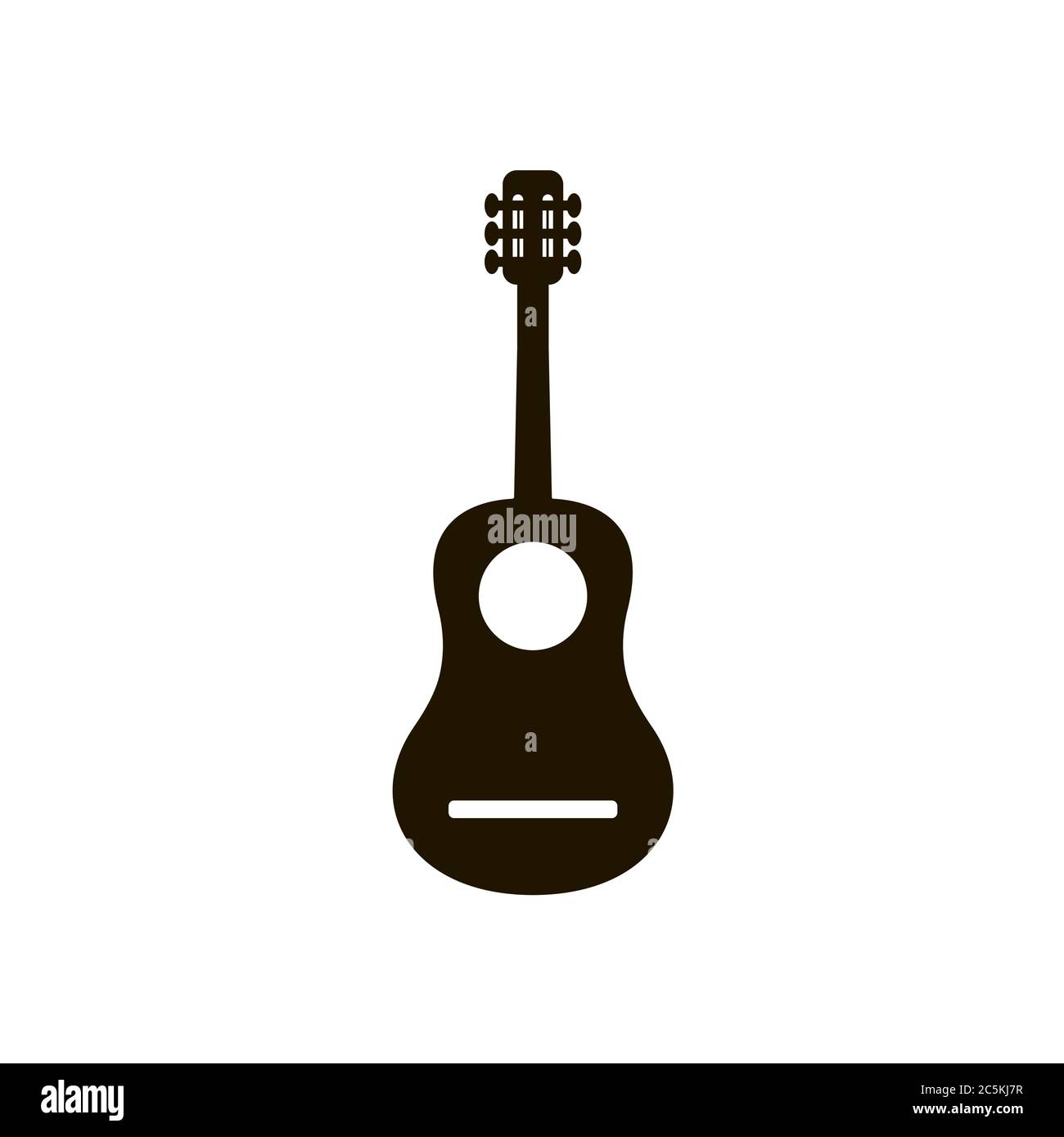 Icona chitarra su sfondo bianco. Segnale acustico strumento musicale. Illustrazione vettoriale in stile piatto alla moda. EPS 10. Illustrazione Vettoriale
