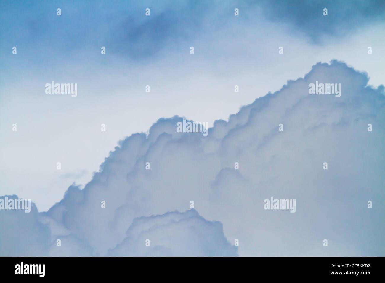 Le nuvole Cumulus si costruiscono in un cielo blu scuro prima di una tempesta di pioggia. Foto Stock