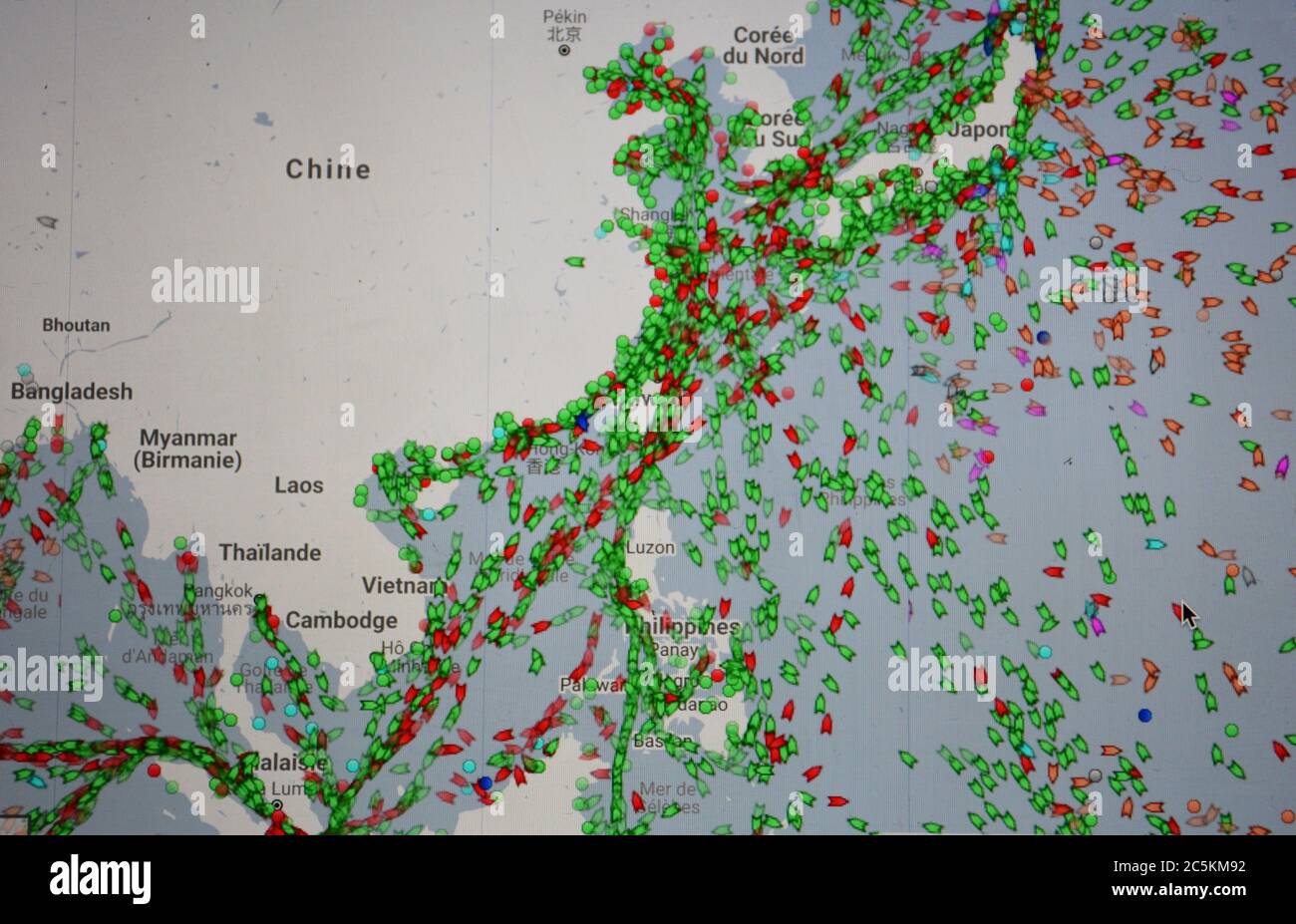 mappa del traffico marittimo nell'Asia meridionale sul sito Internet Di Pilotes Maritimes Foto Stock
