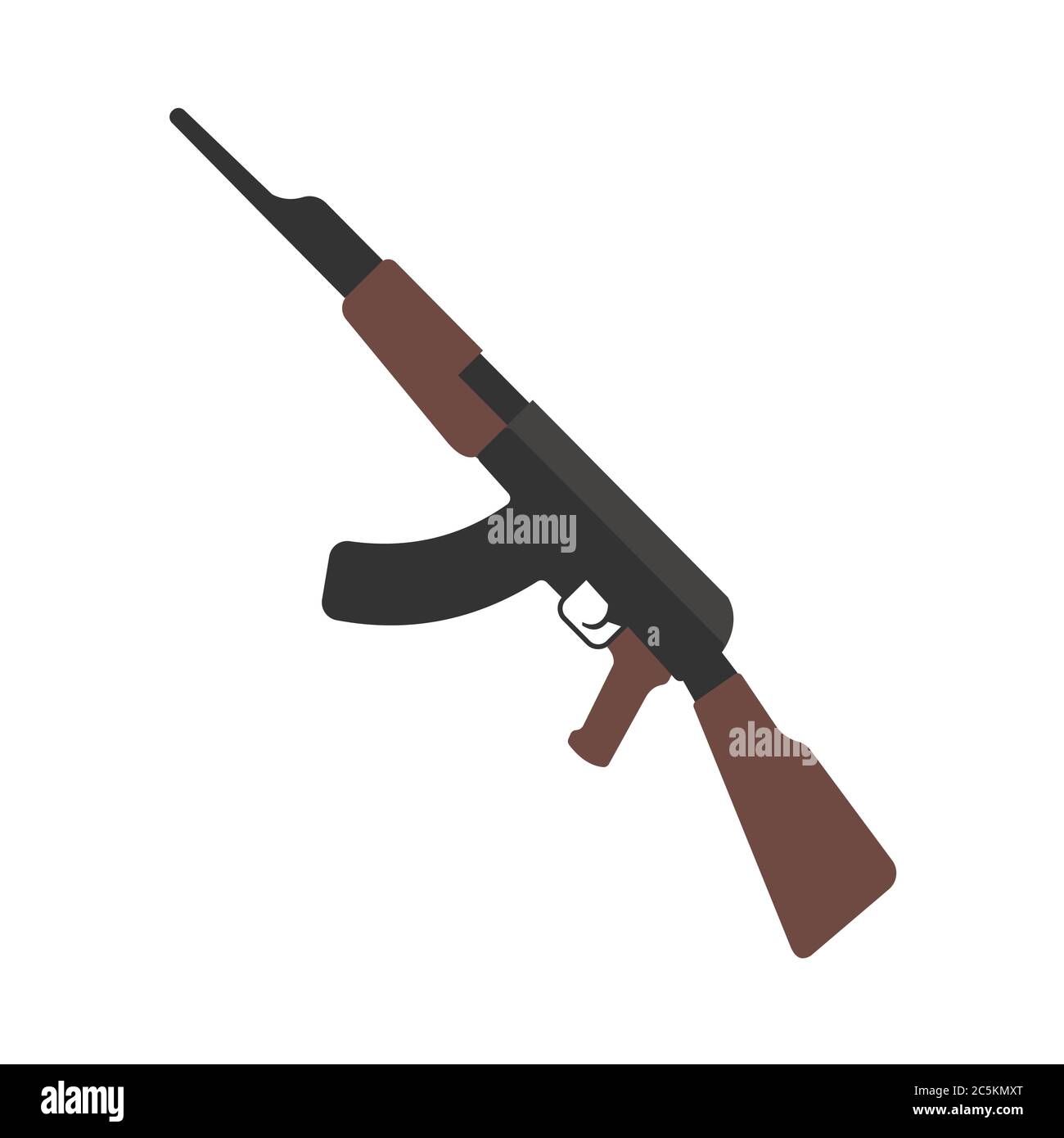 Fucile d'assalto Kalashnikov su sfondo bianco. EPS 10. Illustrazione Vettoriale