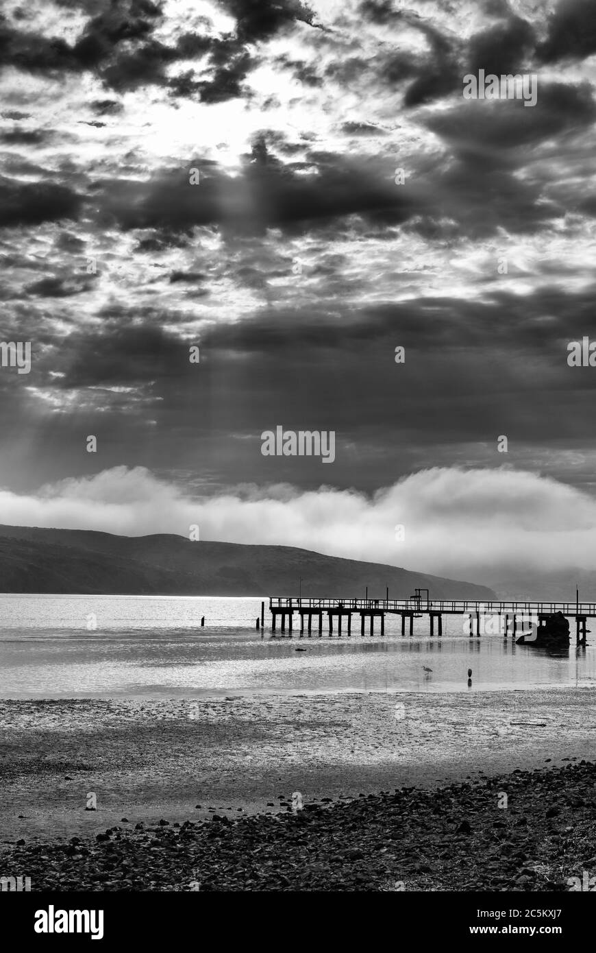 Molo di Nick's Cove a Tomales Bay, Marin County, California, Stati Uniti Foto Stock