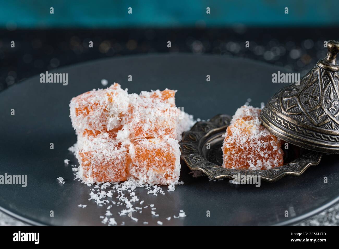 Caramelle di gelatina con cocco tritato Foto Stock