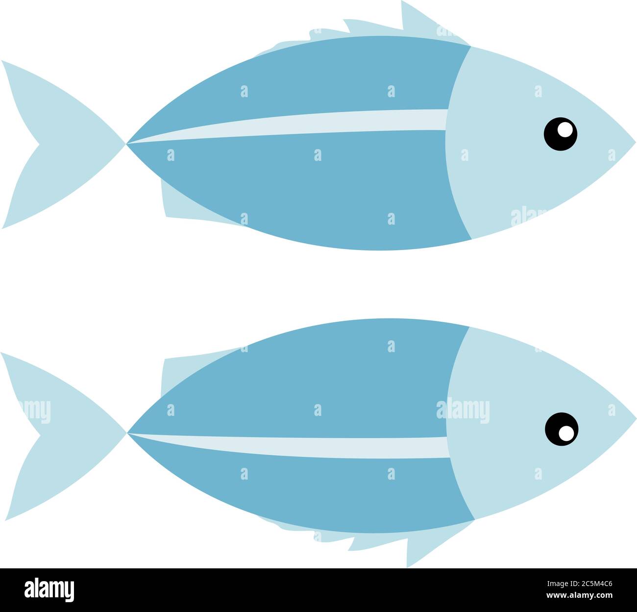 Illustrazione della silhouette del pesce vettoriale. Icona colorata del cartone animato per il tuo design. Illustrazione Vettoriale
