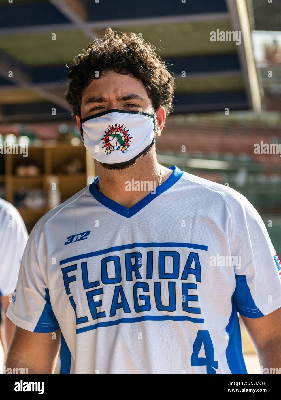 29 giugno 2020: Ratti fiumi catcher Luis Cabrera (4) Southeastern University durante la squadra di gioco della Lega estiva della Florida tra i Sanford Mavericks e i ratti del fiume Sanford allo Stadio storico di Sanford a Sanford, FL Romeo T Guzman/Cal Sport Media Foto Stock