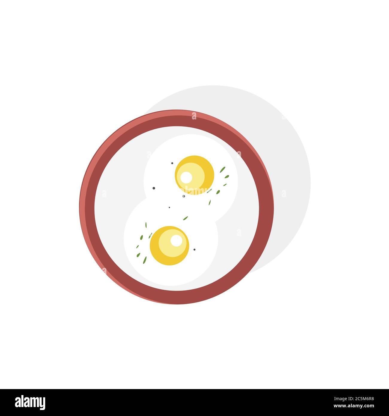 Uova fritte su sfondo bianco. Illustrazione vettoriale in stile piatto alla moda. EPS 10. Illustrazione Vettoriale