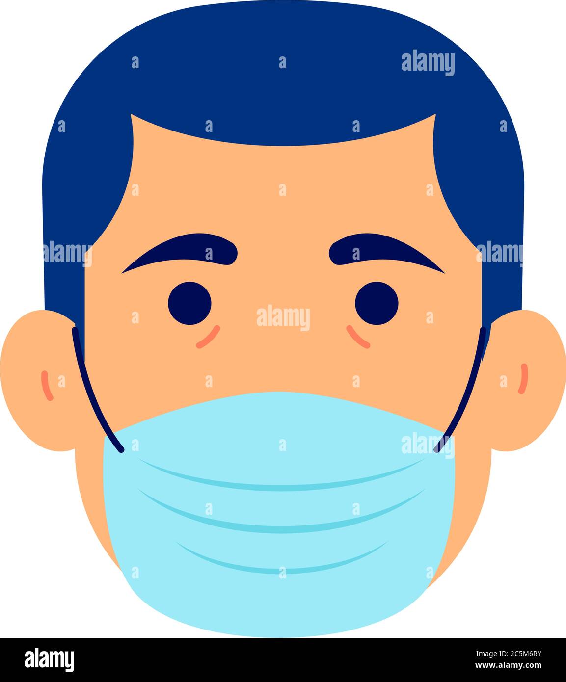 Uomo in respirazione maschera medica respiratoria. Maschera facciale protettiva per l'ospedale o l'inquinamento. Buon aiuto COVID-19 Coronavirus. Illustrazione Vettoriale