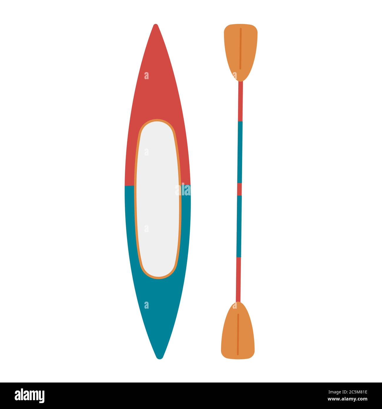 Canoa su sfondo bianco. Illustrazione vettoriale in stile piatto alla moda. ESP 10. Illustrazione Vettoriale