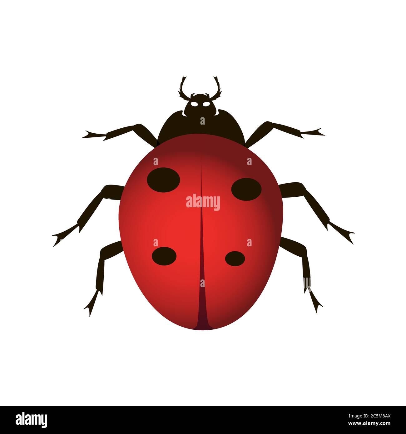 Ladybug rosso su sfondo bianco. Illustrazione vettoriale in stile piatto alla moda. EPS 10 Illustrazione Vettoriale