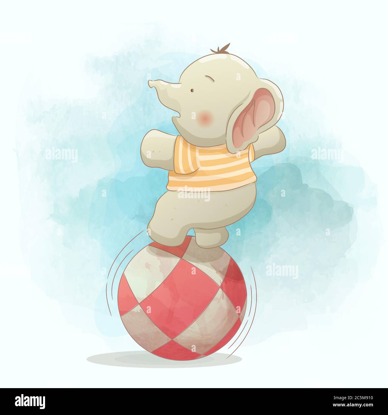 simpatico elefante bambino che gioca con la palla Illustrazione Vettoriale