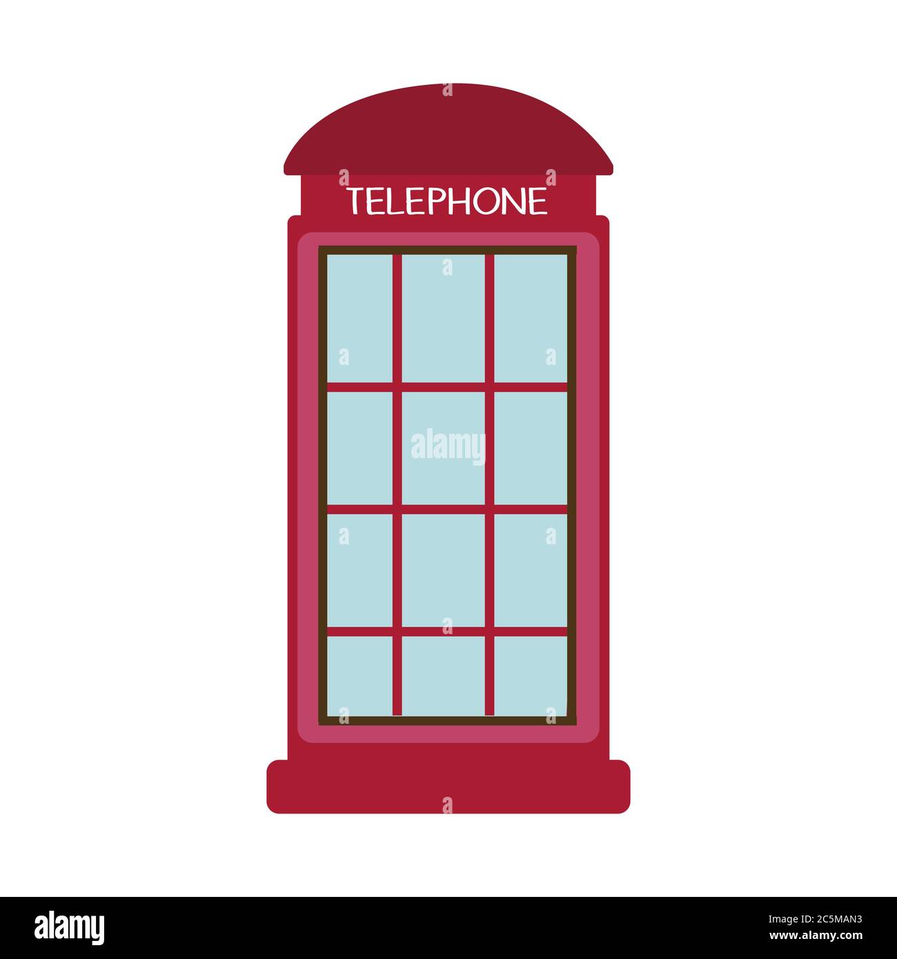 Cabina telefonica di Londra su sfondo bianco. Illustrazione vettoriale in stile piatto alla moda. EPS 10. Illustrazione Vettoriale