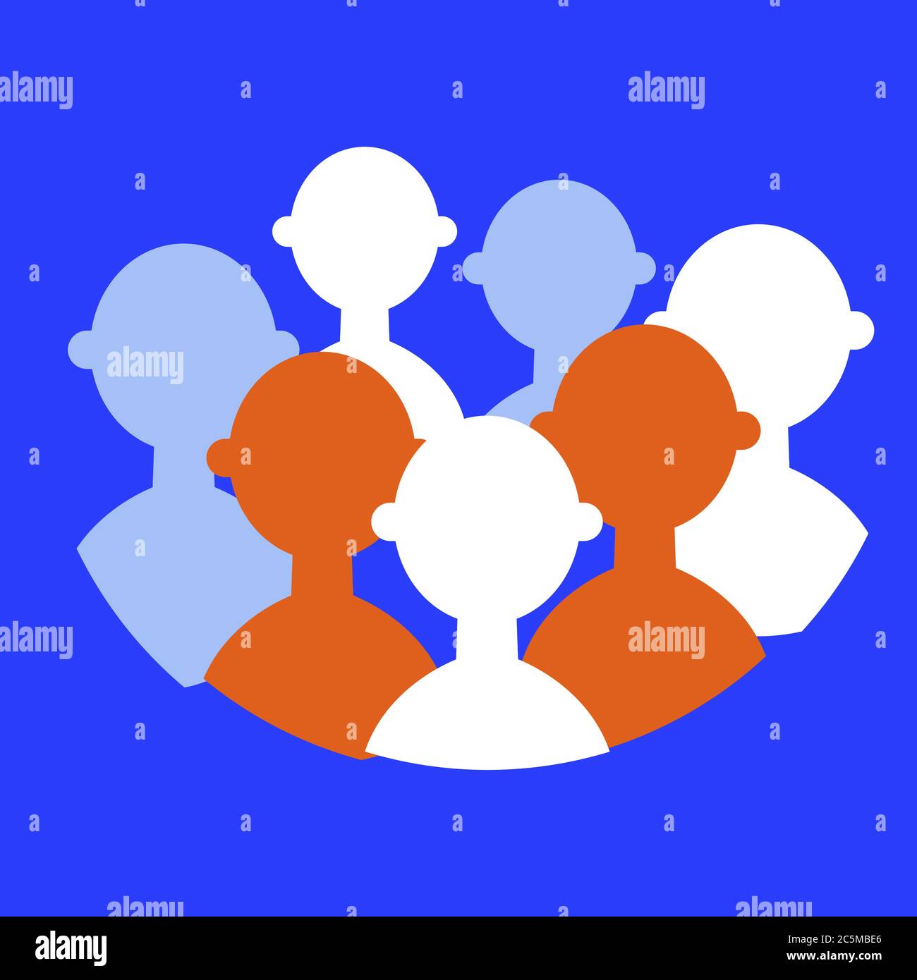Folla di persone segno icona in stile piatto alla moda isolato su sfondo viola. Per il design del tuo sito web, logo, app, UI. Illustrazione vettoriale. Illustrazione Vettoriale