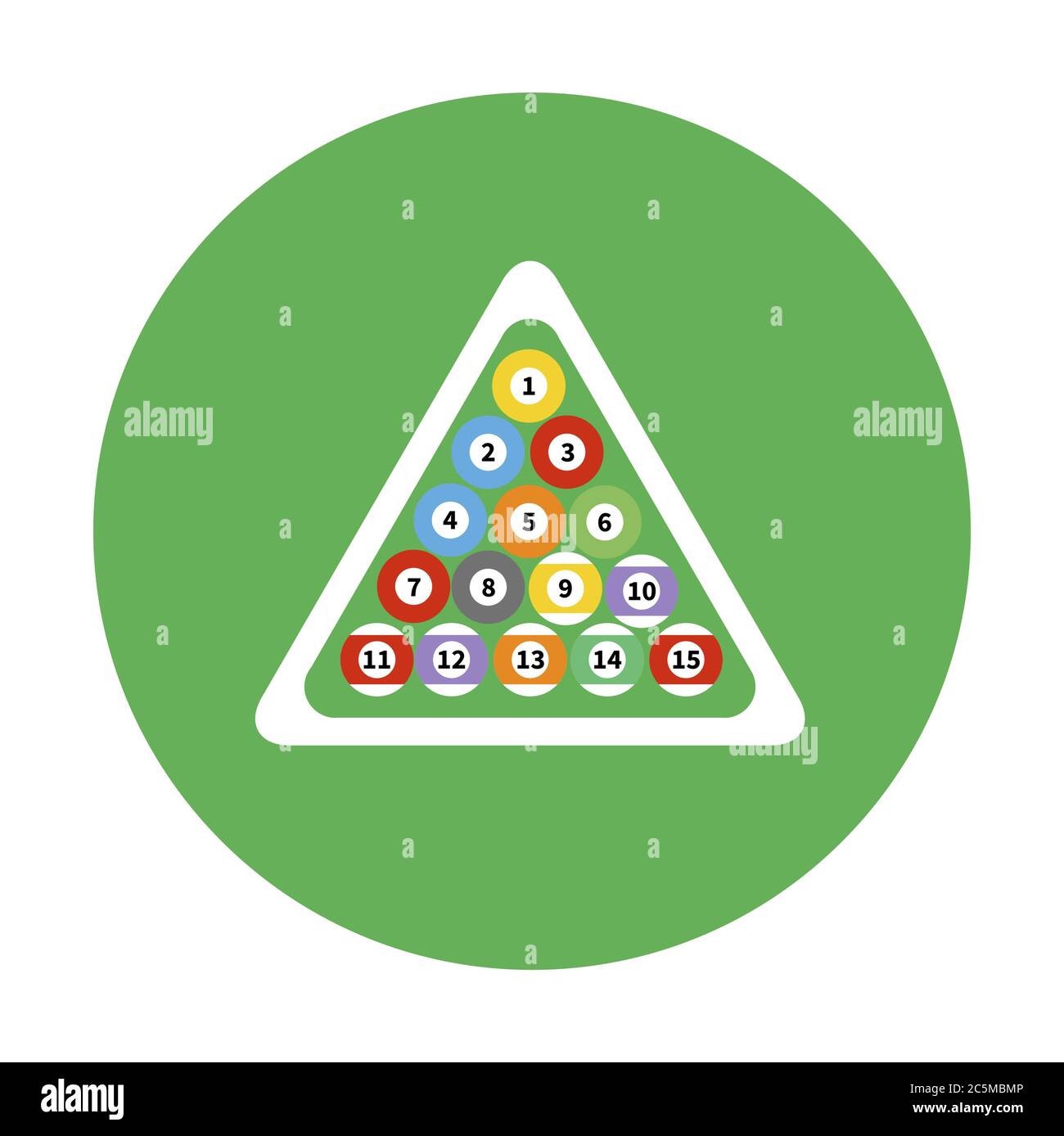 Biliardo, collezione di palline da biliardo su sfondo verde. Illustrazione vettoriale in stile piatto alla moda. ESP 10. Illustrazione Vettoriale