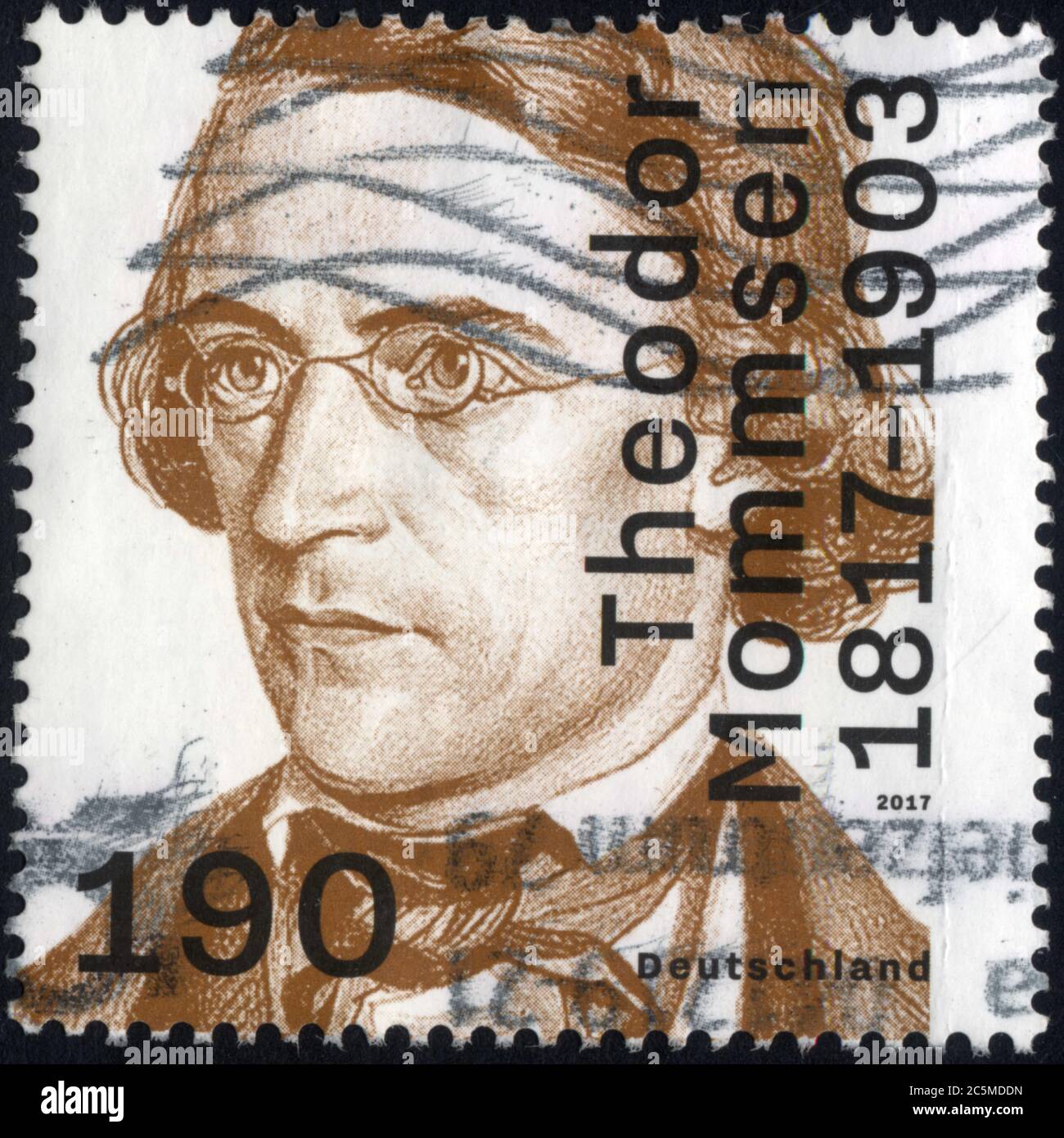 Timbre oblitéré Theodor Mommsen 1817-1903. Germania. 2017. 190 Foto Stock