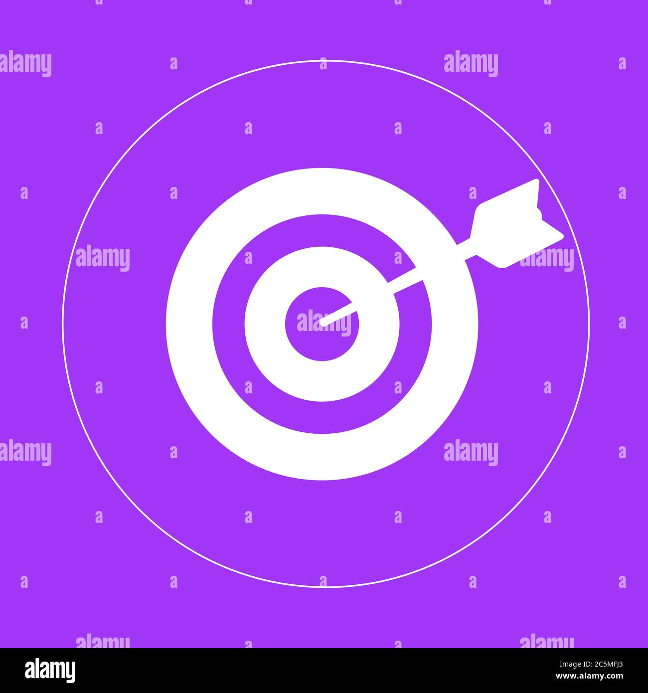 Icona di destinazione isolata su sfondo viola. Illustrazione vettoriale. Illustrazione Vettoriale