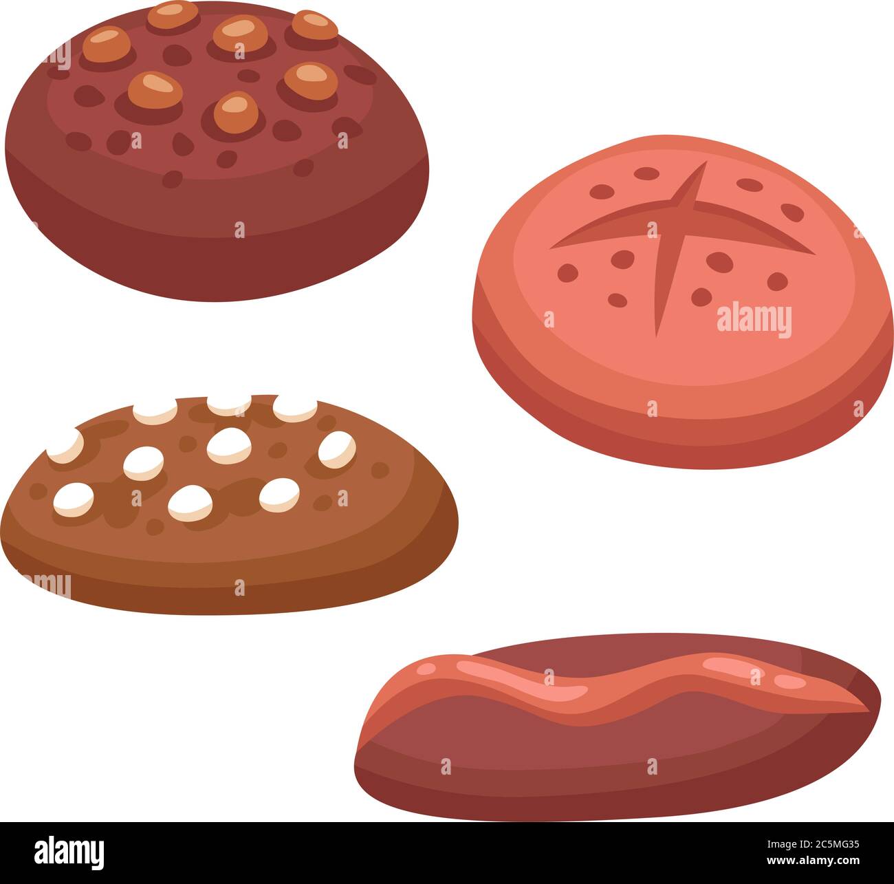 Illustrazione vettoriale isolata di torta di biscotti diversa. Biscotti di cibo di torte di zucchero isolati su sfondo bianco. Illustrazione Vettoriale