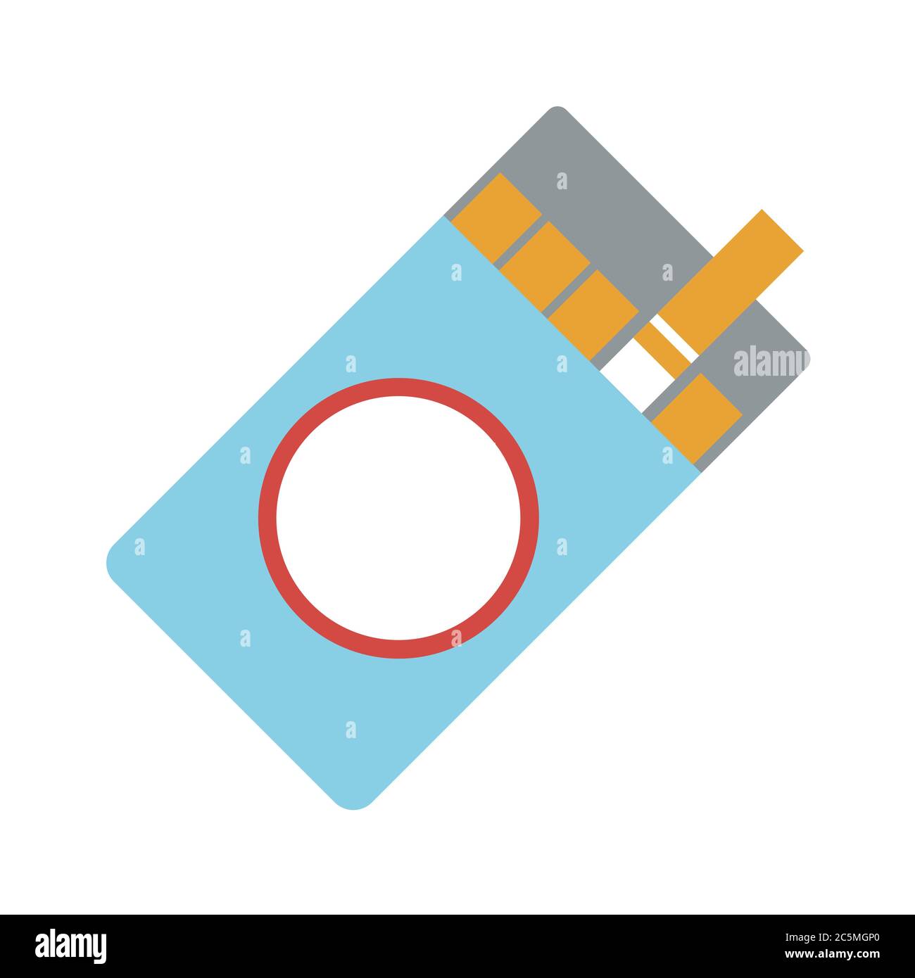 Pacchetto di sigarette aperto su sfondo bianco. EPS 10 in stile piatto e alla moda isolato. Illustrazione Vettoriale