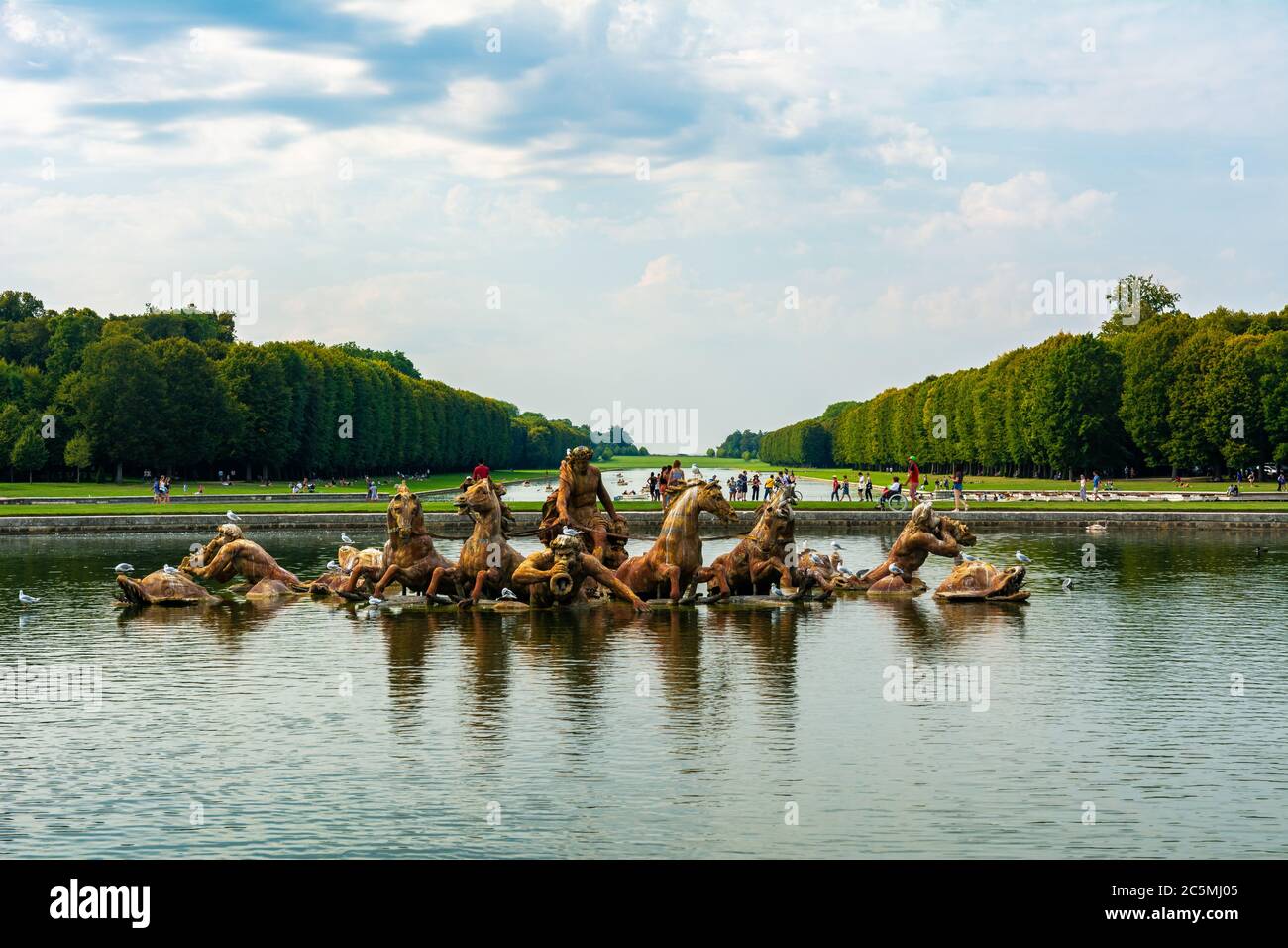 Fontana di Apollo nei giardini di Versailles Foto Stock