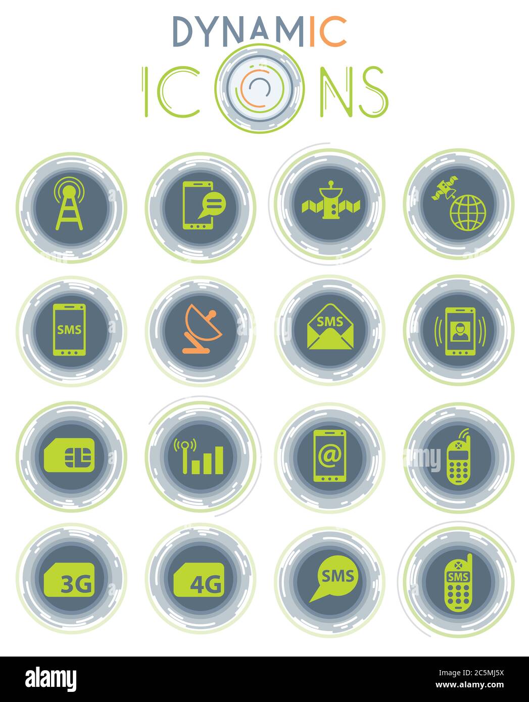 icone dinamiche della connessione mobile Illustrazione Vettoriale