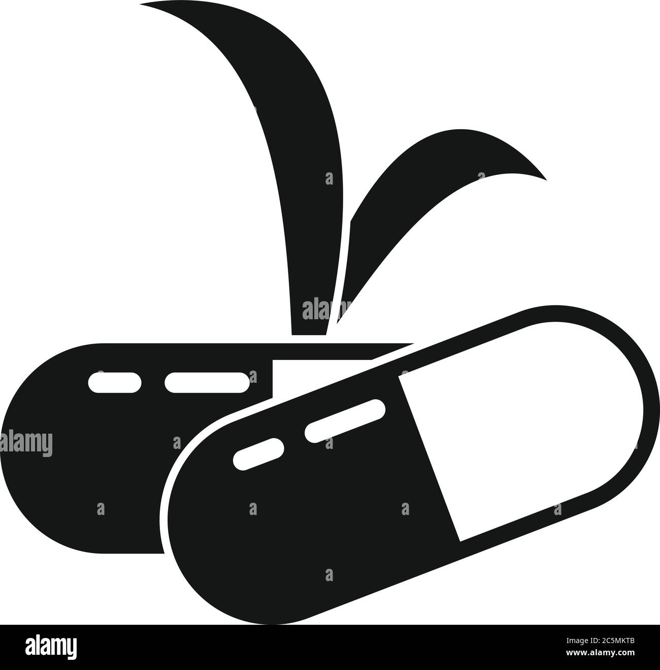 Icona capsula di erbe mediche. Semplice illustrazione di un'icona vettore capsula di erbe mediche per il web design isolato su sfondo bianco Illustrazione Vettoriale