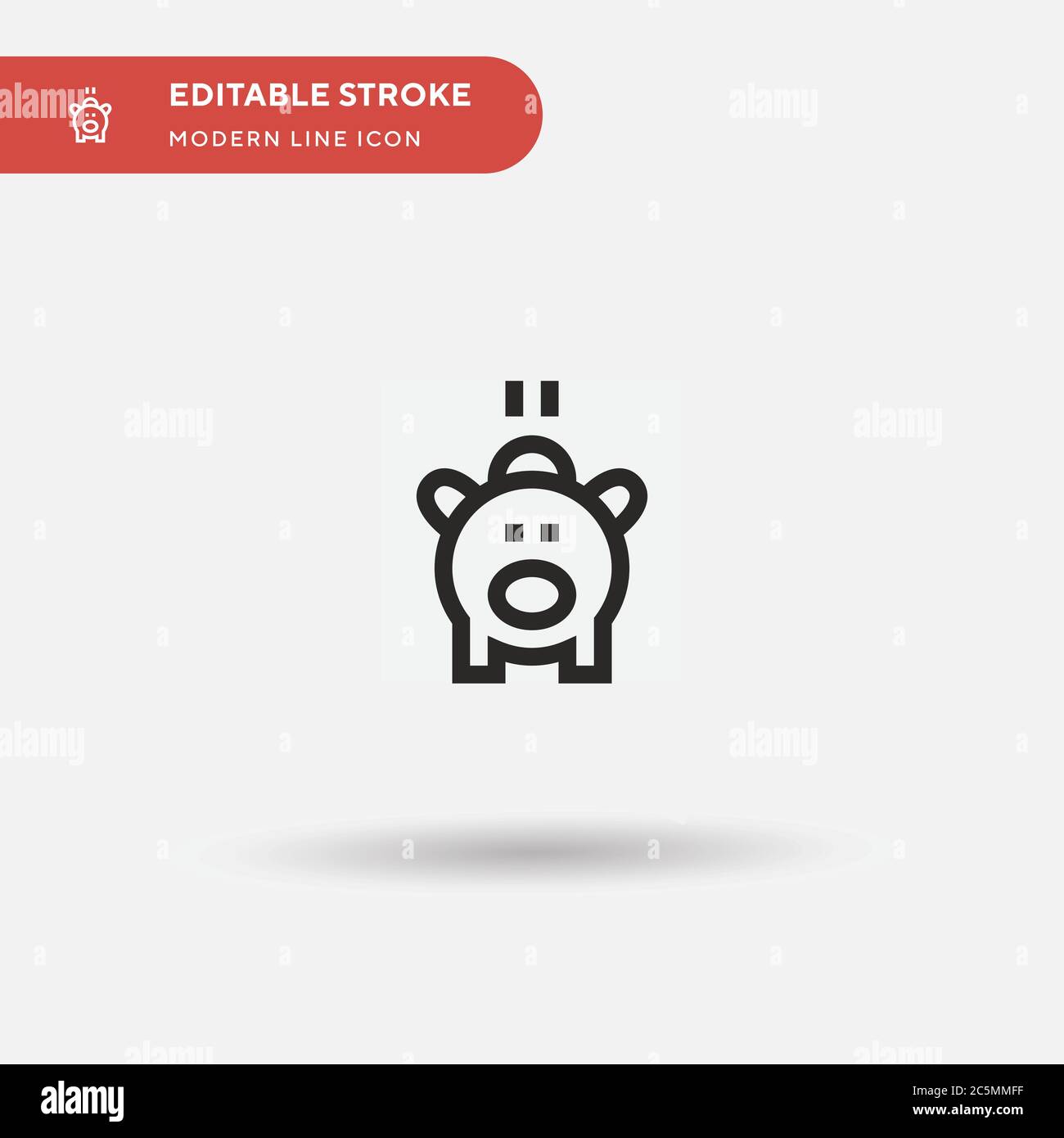 Icona vettore semplice Piggy Bank. Modello di disegno simbolo illustrazione per elemento UI mobile Web. Pittogramma moderno a colori perfetto su tratto modificabile. Icone di Piggy Bank per il vostro progetto di business Illustrazione Vettoriale