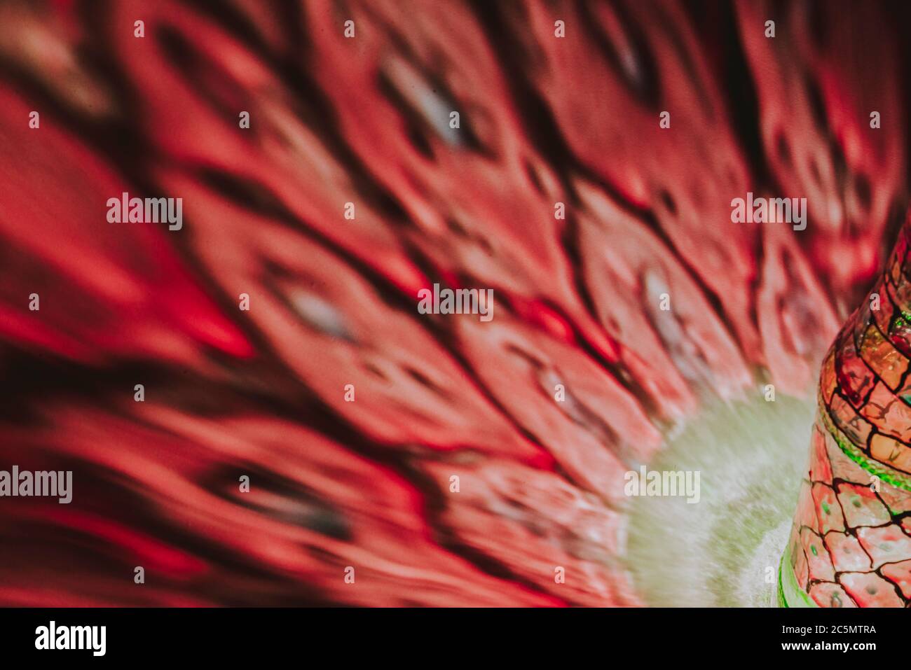 luce che passa attraverso una bottiglia con arte colorata Foto Stock