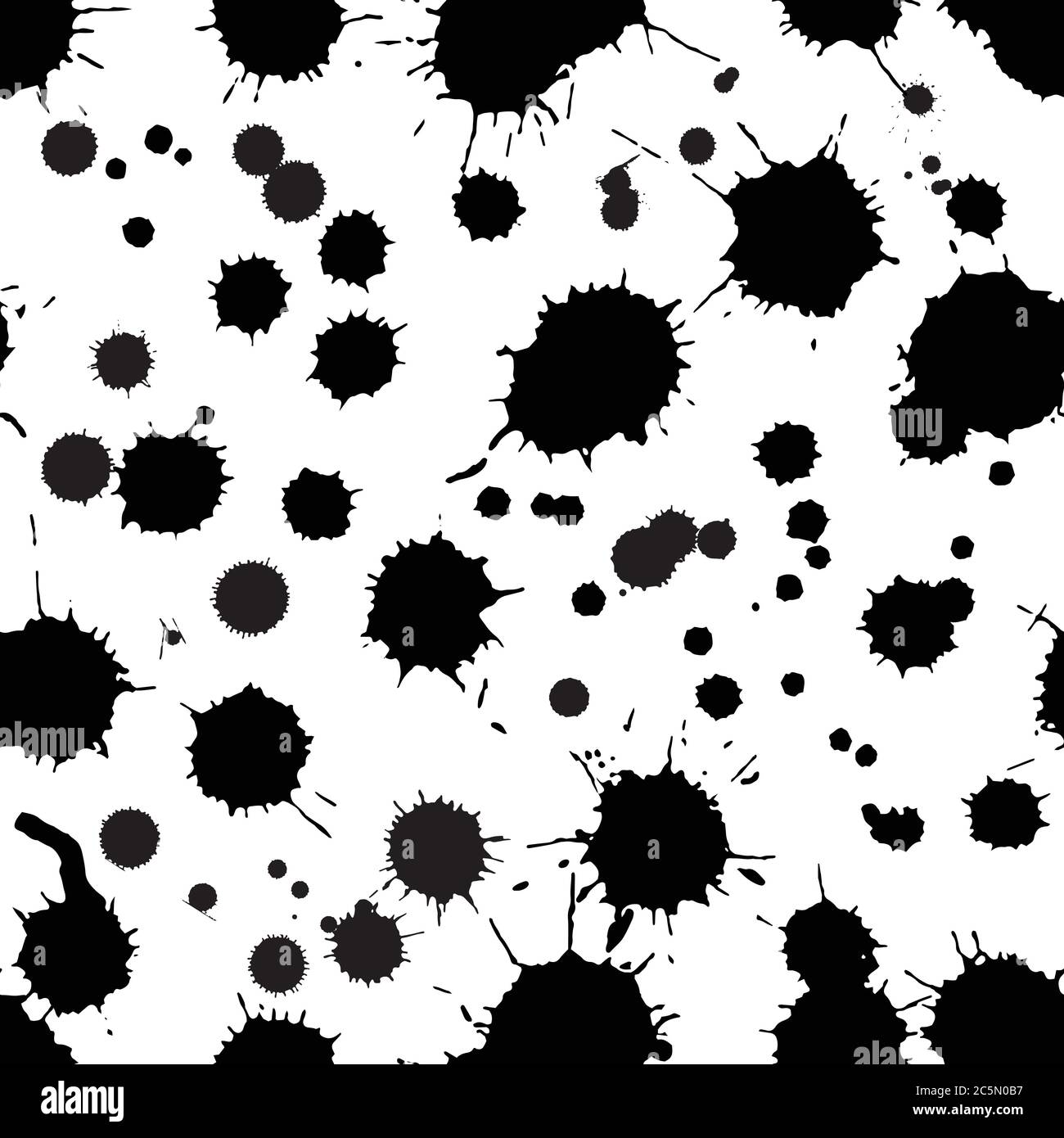 L'inchiostro astratto spruzzi il modello senza giunture vettoriale. Sfondo con texture grunge e macchie creative. Sfondo di vernice bianco nero acquerello. Design per la moda t Illustrazione Vettoriale