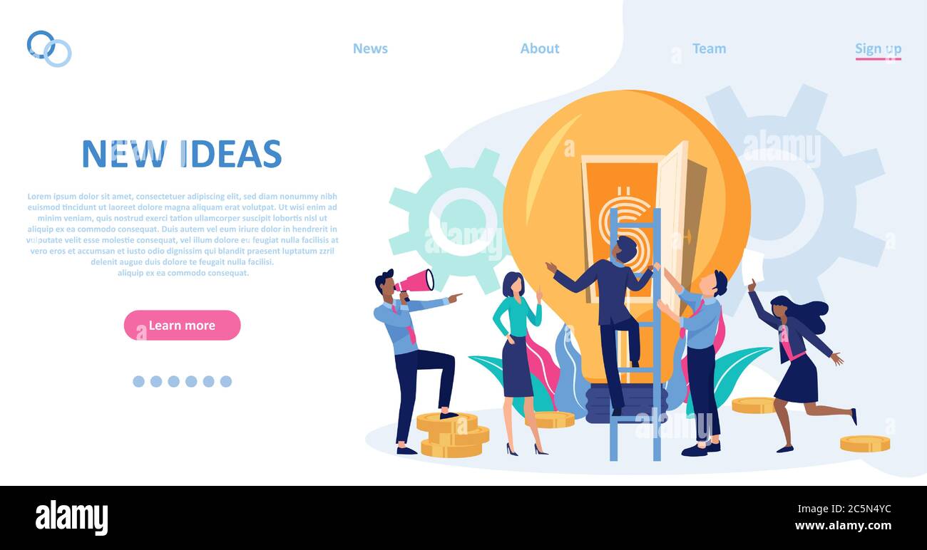 Vettore di business team persone che lavorano su un'idea di successo Illustrazione Vettoriale