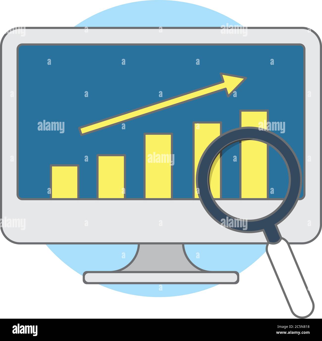 Crescita aziendale. Illustrazione del sito Web, icona soluzioni digitali. Illustrazioni vettoriali in stile piatto Illustrazione Vettoriale