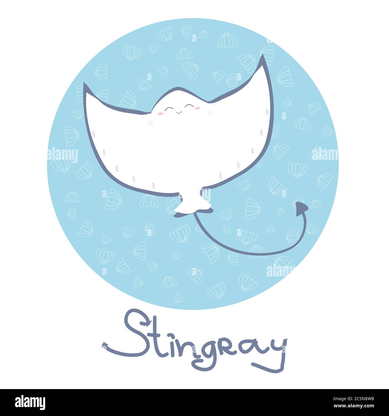 Cute sfondo vettoriale pattern stingray Illustrazione Vettoriale