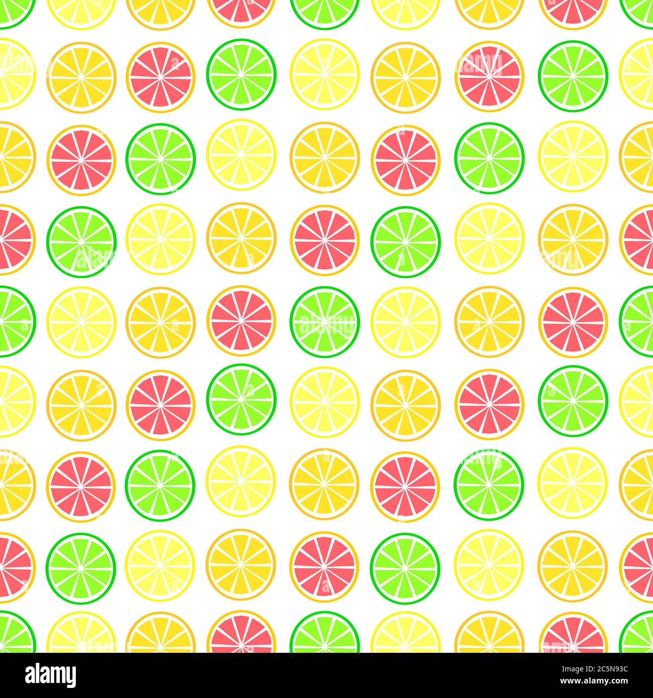 Motivo vettoriale di sfondo senza cuciture agli agrumi. Lime, limone, arancia, pompelmo Illustrazione Vettoriale