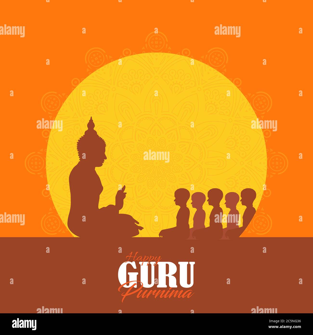 Figura sacra o foglia di albero di pippal Buddha Purnima o Vesak vettore di giorno, osservato anche come Guru Purnima in India e Nepal Illustrazione Vettoriale