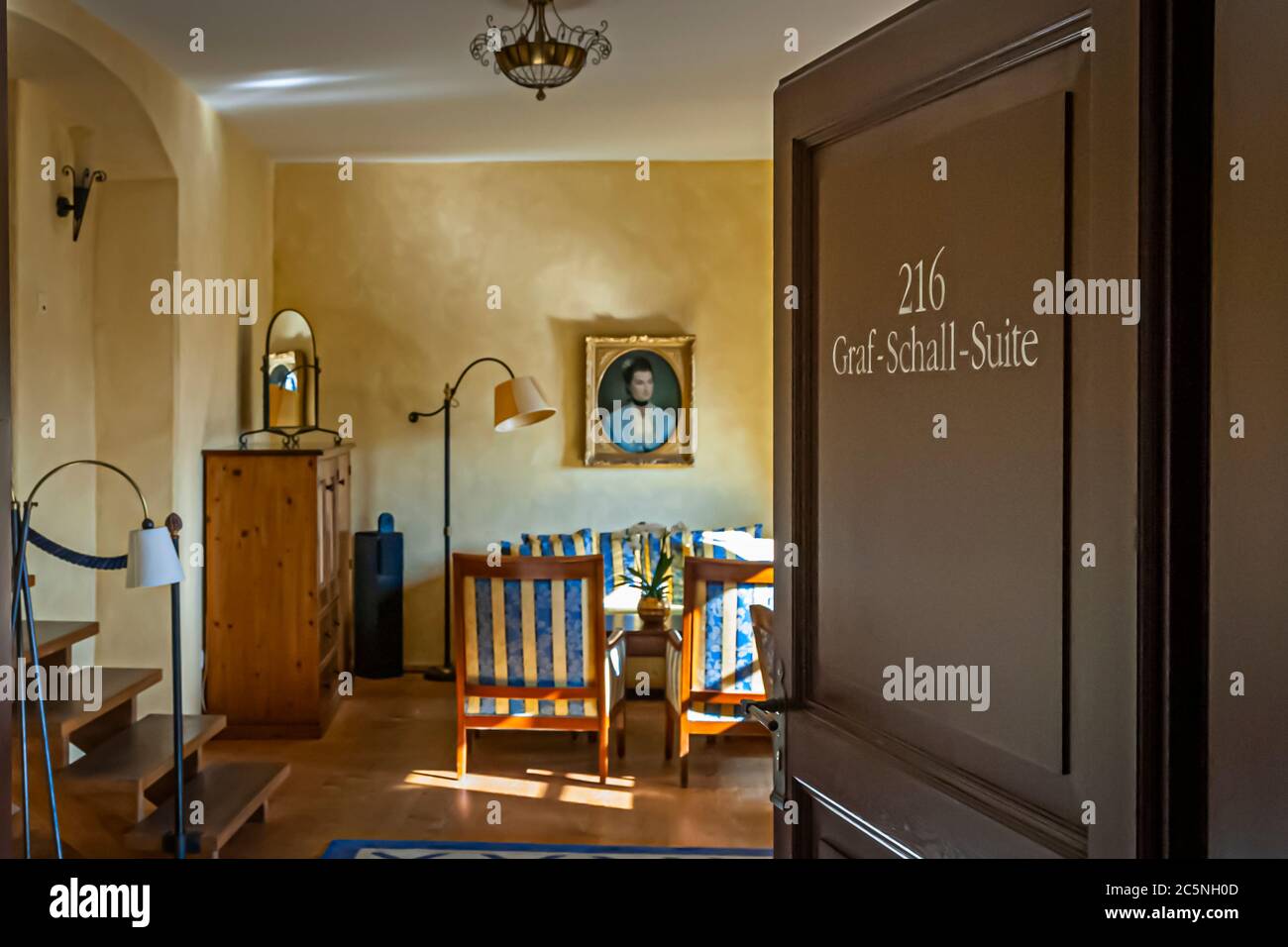 La suite più grande della casa è il conte Schall nel castello di Wernberg-Köblitz, in Germania Foto Stock